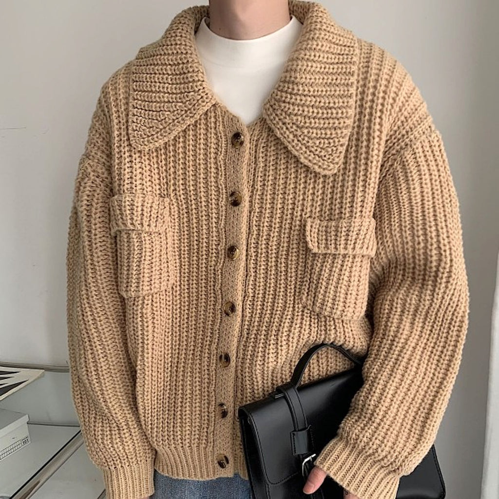 Winter Lapel Sweater Single-breasted Men's Loose Cardigan - enhanced image 2