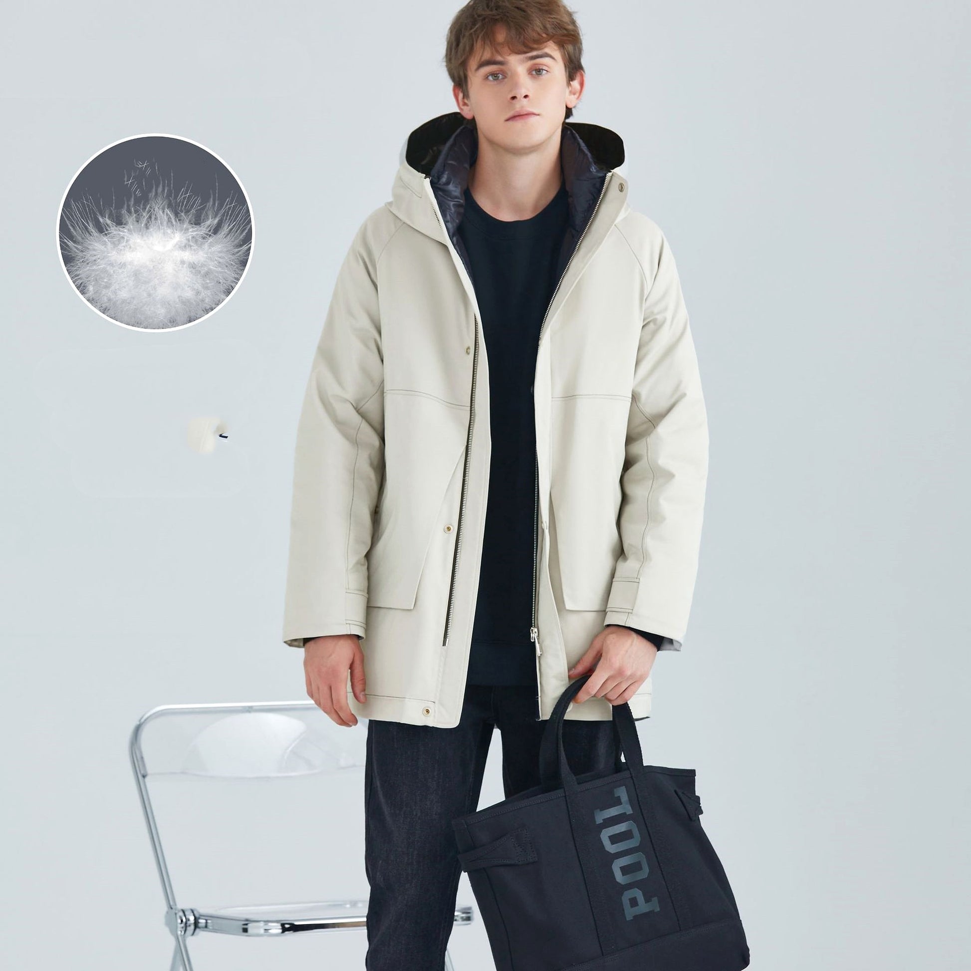 Winter Loose White Duck Down Quality Fashion Jacket Men - enhanced image 2