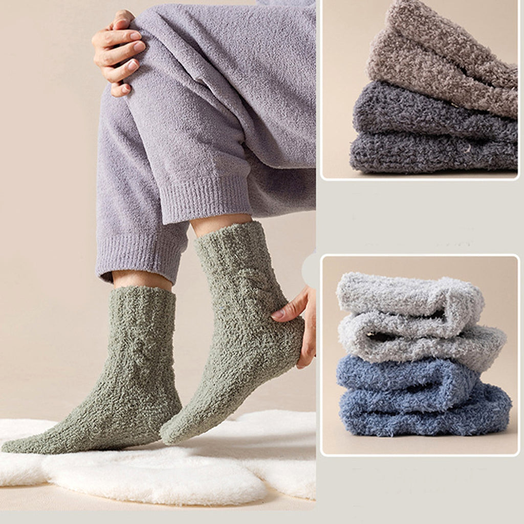 Winter Warm Fuzzy Coral Fleece Socks Women Men Velvet Thickened Home Sleepping Floor Socks - enhanced image 2