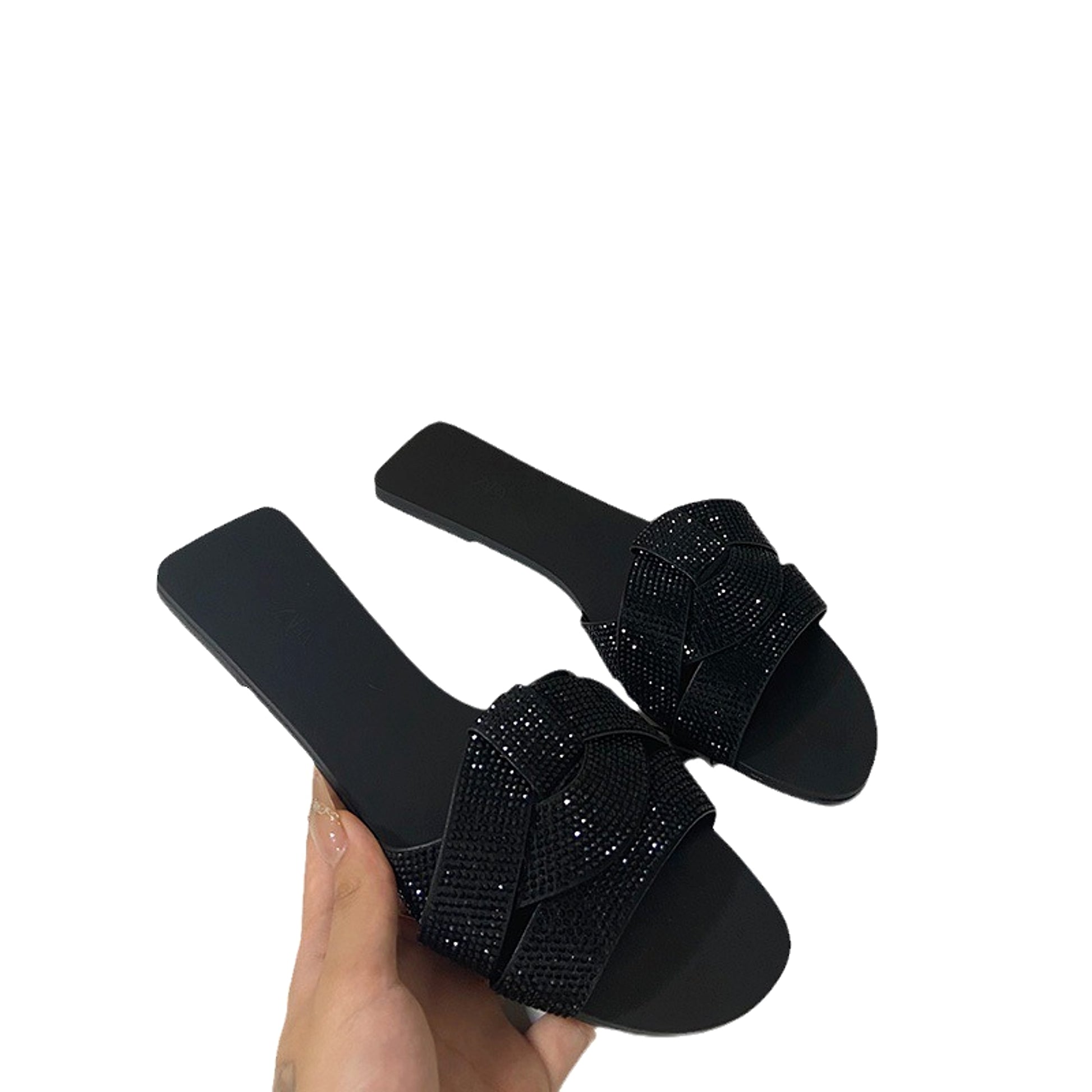 Women's Rhinestone Fashion Open Shoes Flat Sandals - enhanced image 2
