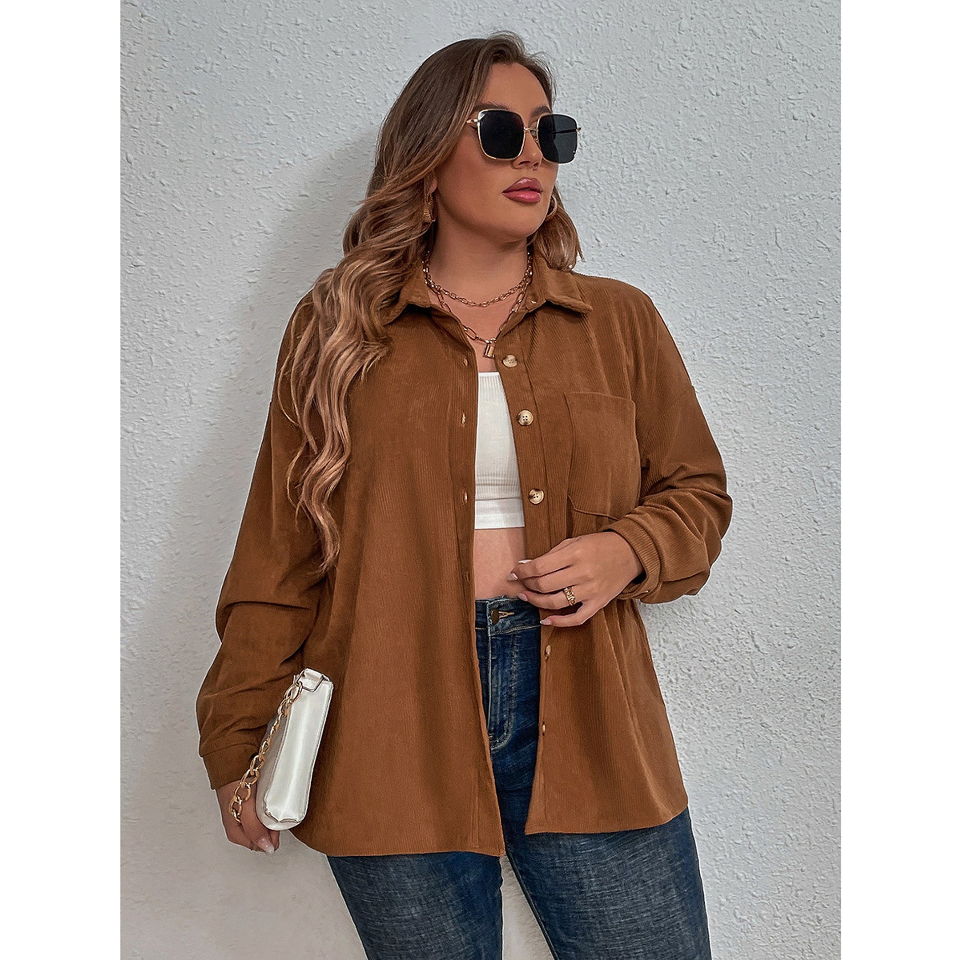 Women's Corduroy Long-sleeved  Dress Shirt - enhanced image 2