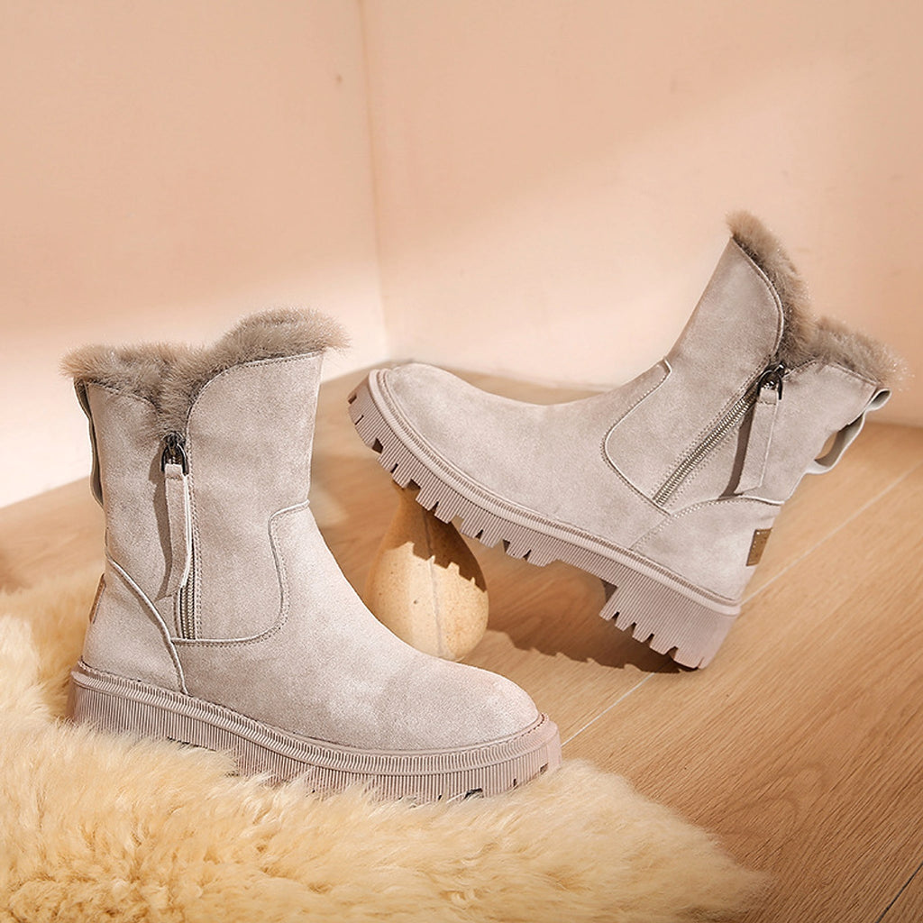 Women's Cotton-padded Shoes Winter New Fur Snow Boots Fleece-lined Casual Martin Boots - enhanced image 2