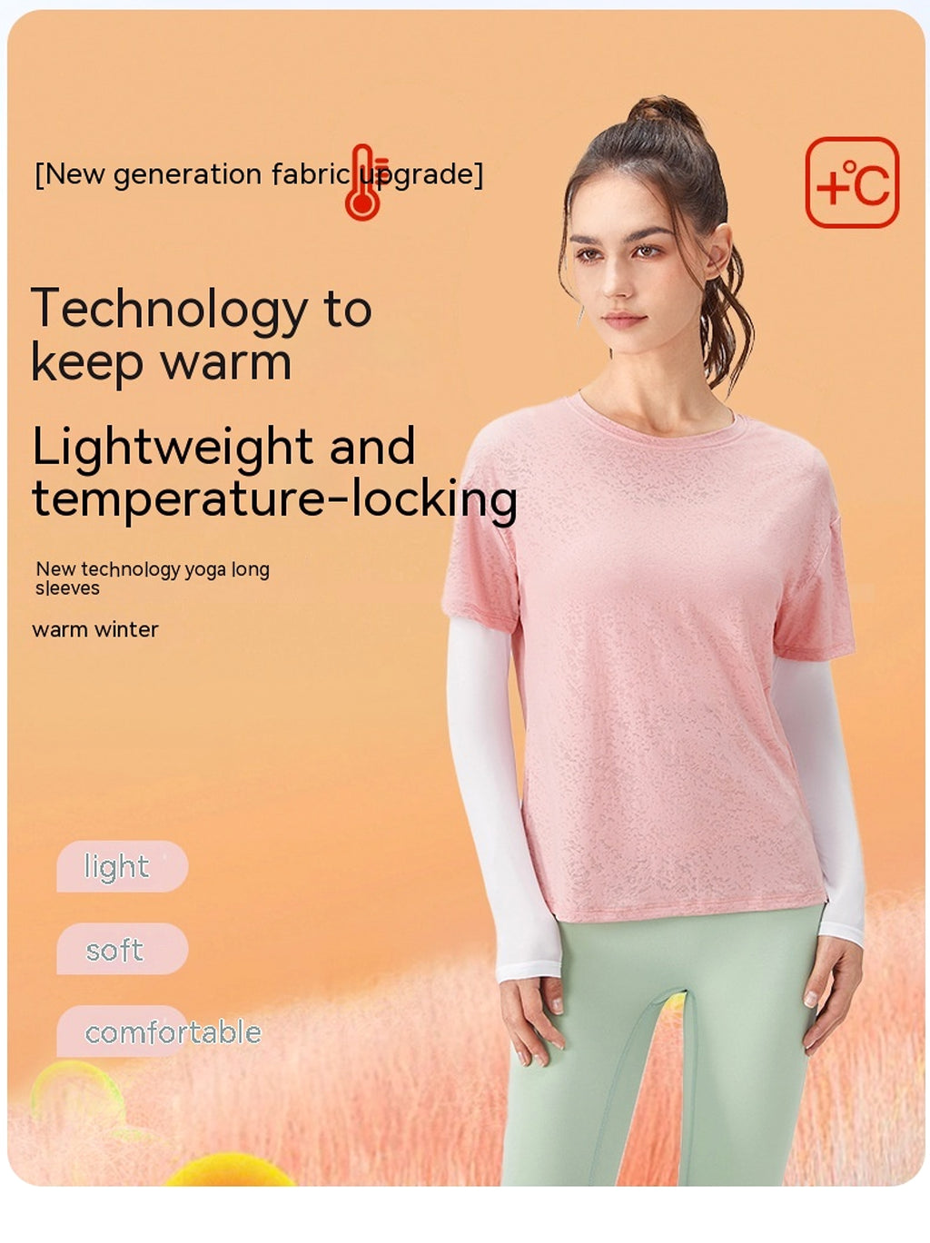 Z. Women's Fake Two-piece Loose Sports Long Sleeve Yoga Wear - enhanced image 2