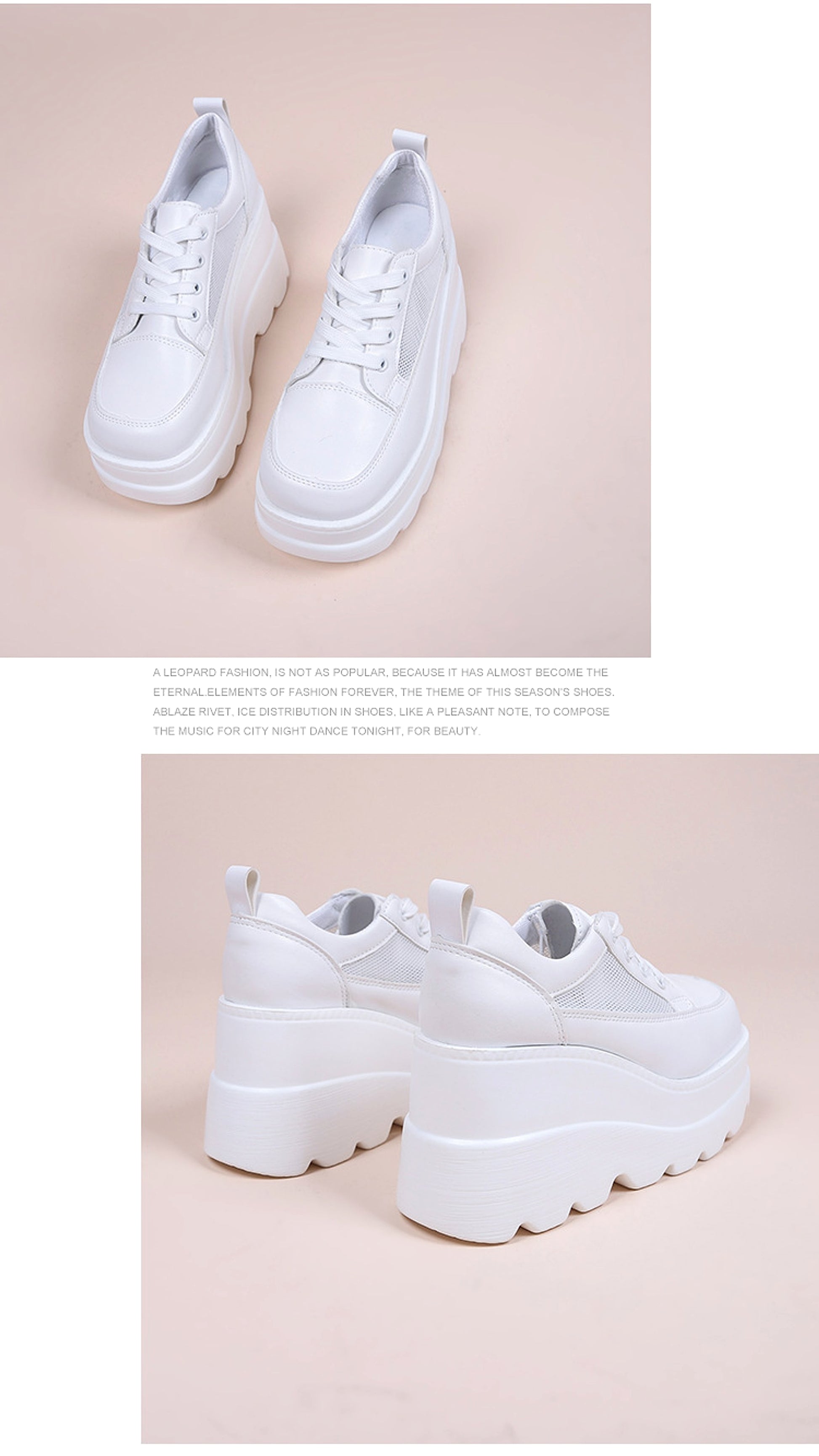 Women's Fashion Lace-up Thick Bottom Casual Daddy Shoes - enhanced image 2