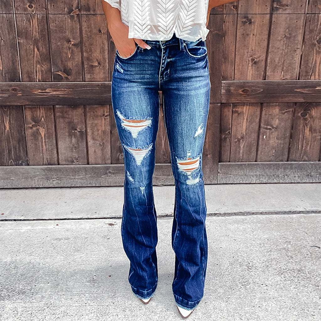 UrbanFade™ – Women's Ripped High-Waist Jeans - enhanced image 2