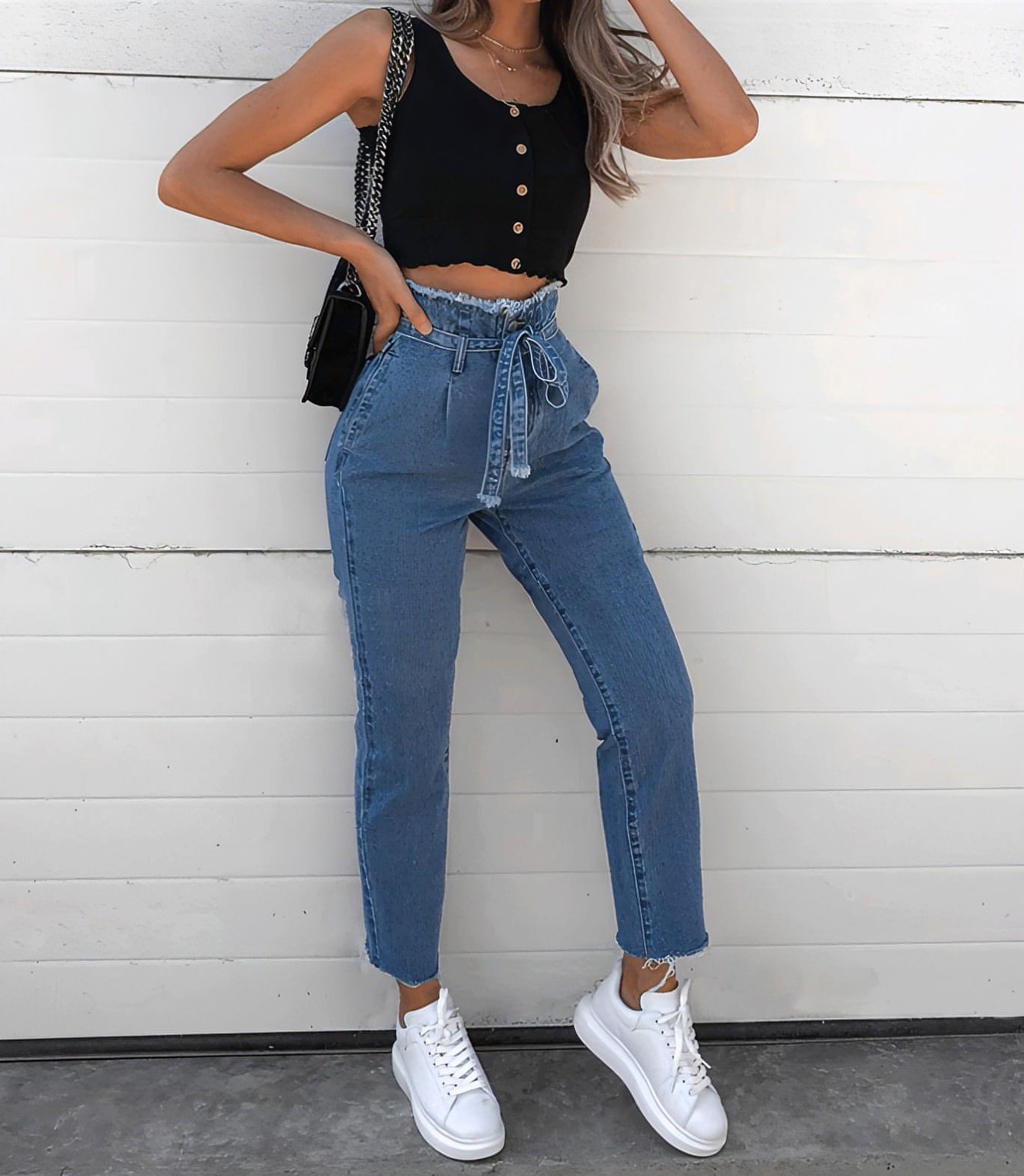Women's Jeans Flowerbed High Waist Belted Jeans Women - enhanced image 2