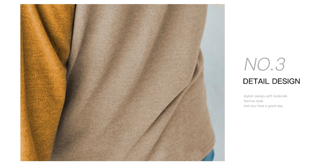 Women's Knitted Round Neck Irregular Contrast Color Long Sleeves Casual Top T-shirt - enhanced image 2