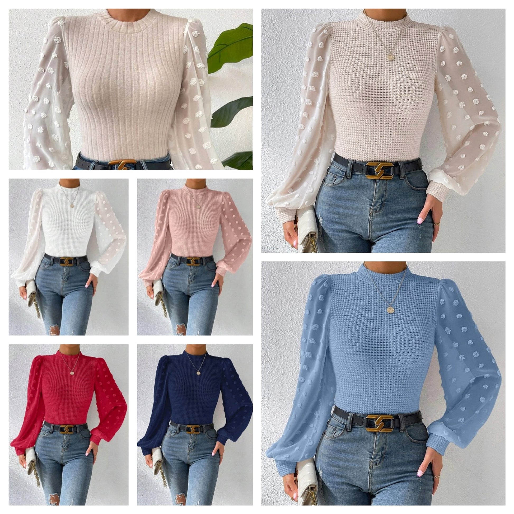 Women's Knitwear Round Neck Stitching Long Sleeve - enhanced image 2