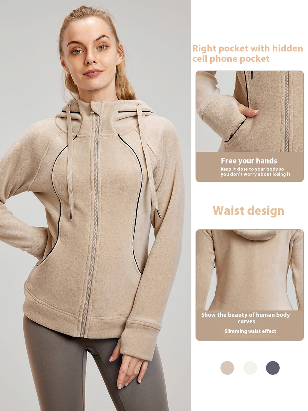 Women's Long Sleeve Yoga Jacket – Lightweight Sportswear with Hidden Pocket - enhanced image 2