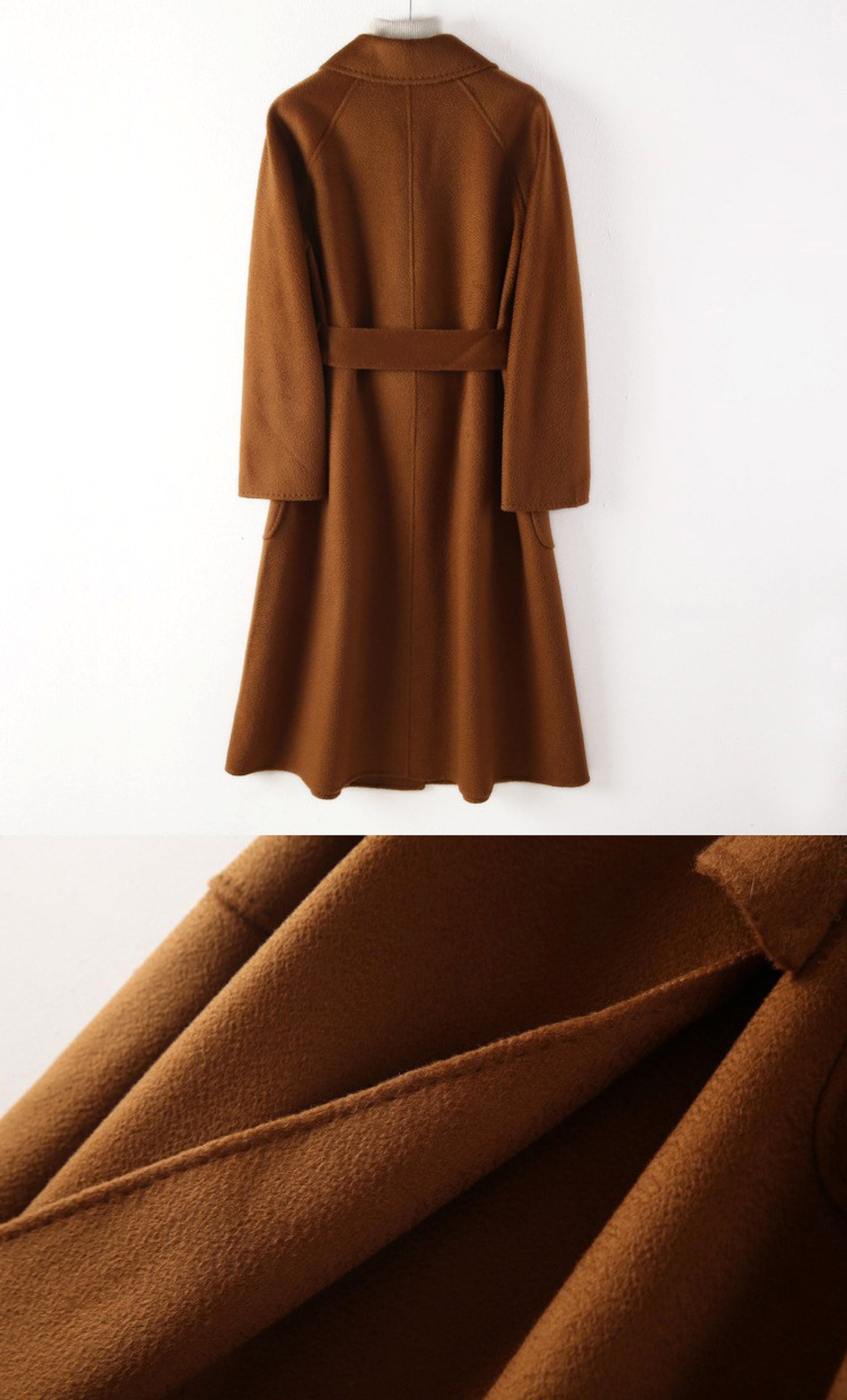 Women's Long Water Ripple Double-Sided Wool Coat – Elegant & Versatile Winter Wear - enhanced image 2