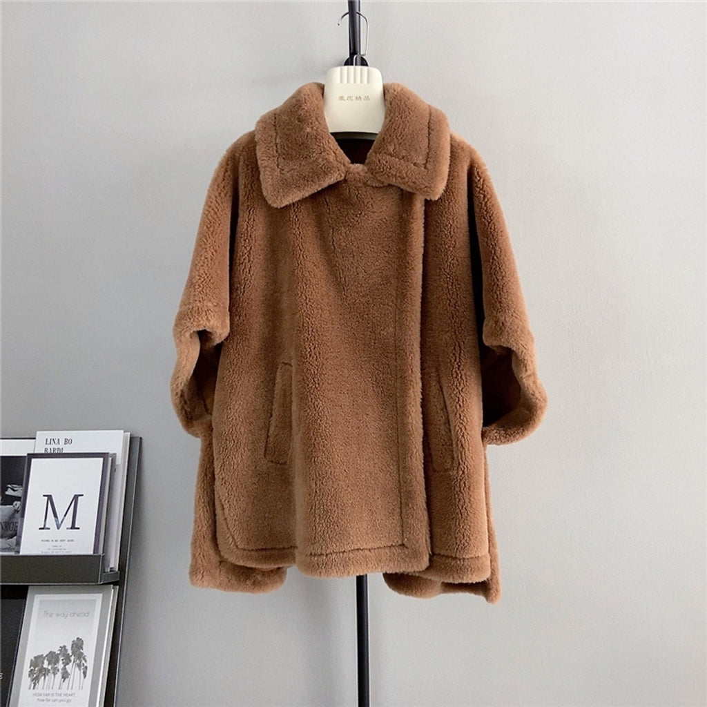 Women's Mid-length Loose Batwing Sleeve Lamb - enhanced image 2