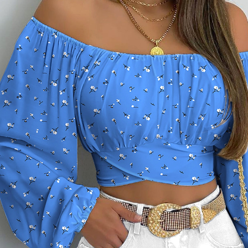 Women's New Off-shoulder Printed Top T-Shirt - enhanced image 2
