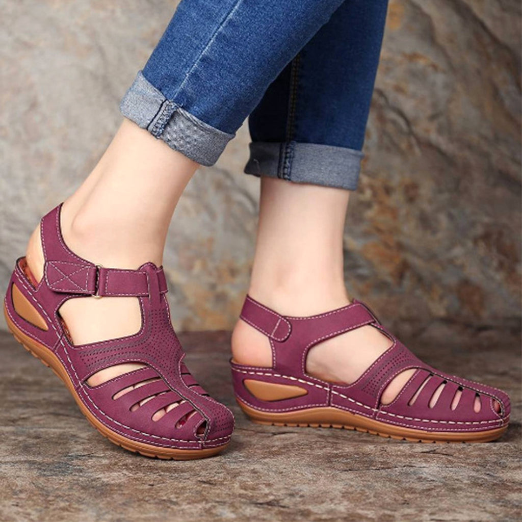 Women's Plus Size Retro Sandals Round Toe Wedge Sandals - enhanced image 2