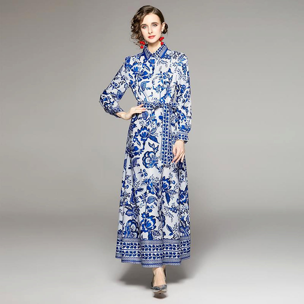 Women's Printed Long Sleeve Dress - enhanced image 2