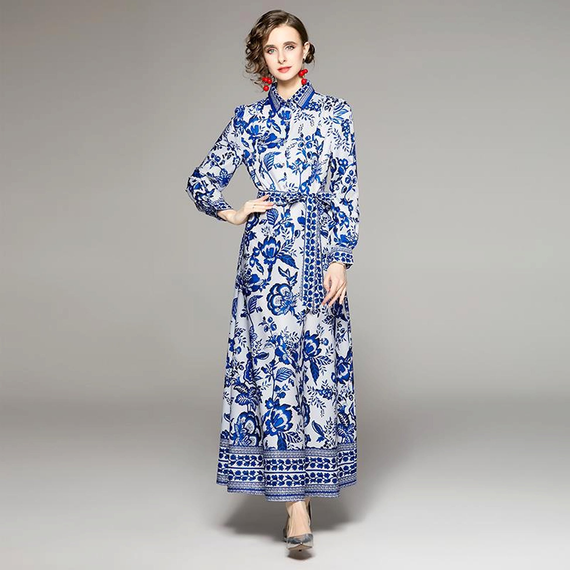 Women's Printed Long Sleeve Dress - enhanced image 2