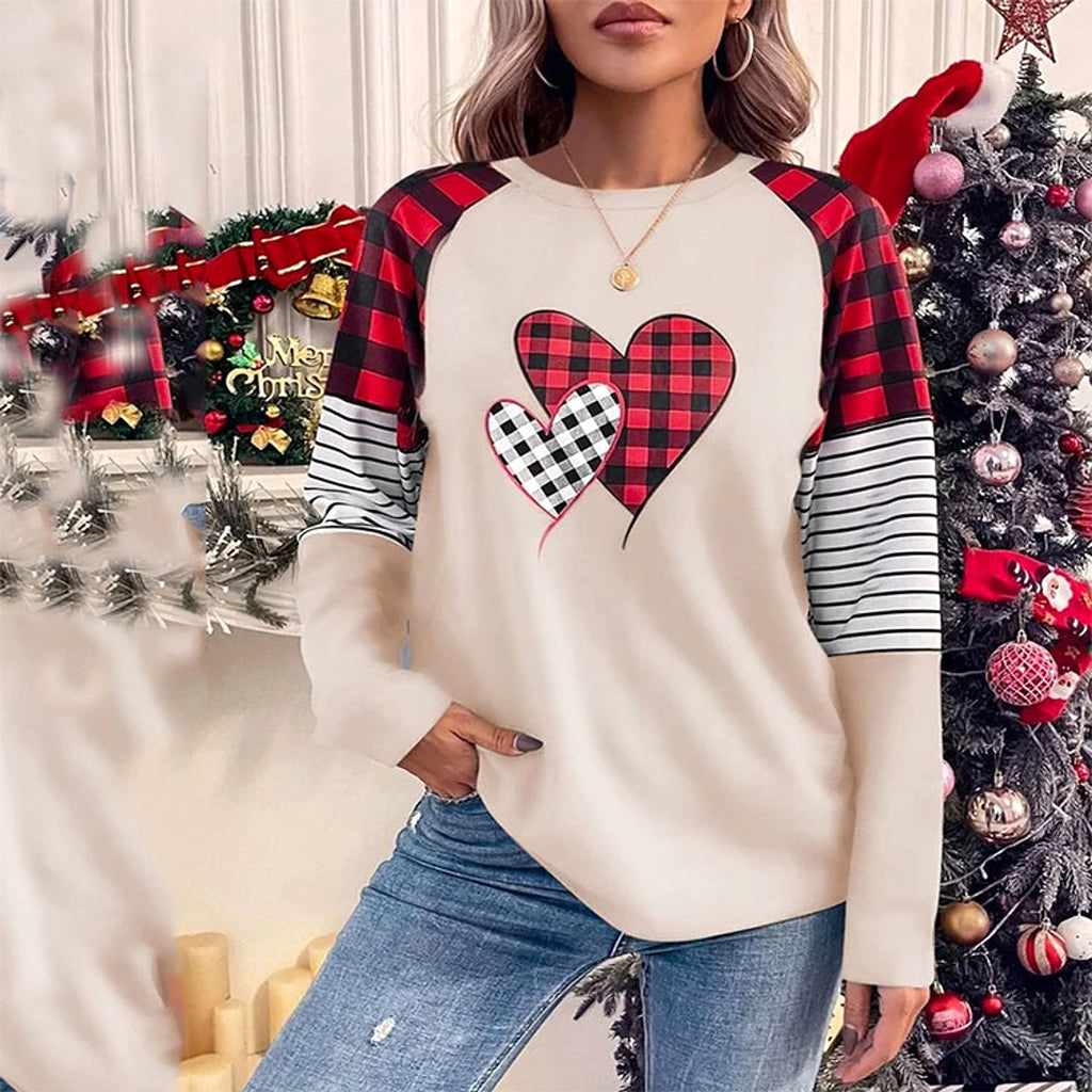 Women's Round Neck Long-sleeved Sweater Women's Plaid - enhanced image 2