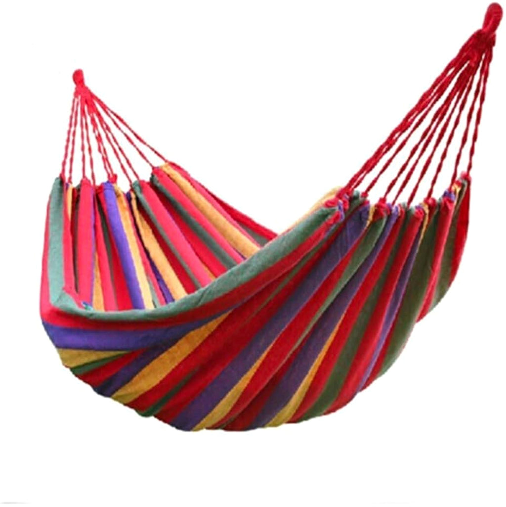WoneNice™ – Double Cotton Hammock for 2 Persons, Striped Red (Spain Warehouse) - enhanced image 2