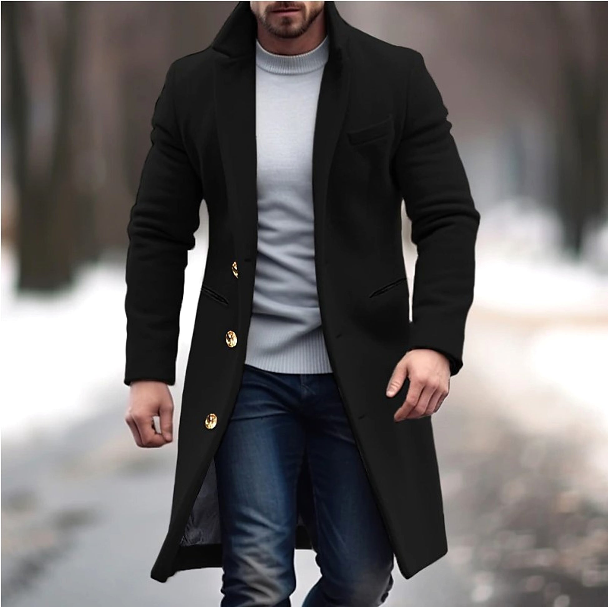 Woolen Coat Men's Mid-length Trench Coat Multi-color - enhanced image 2