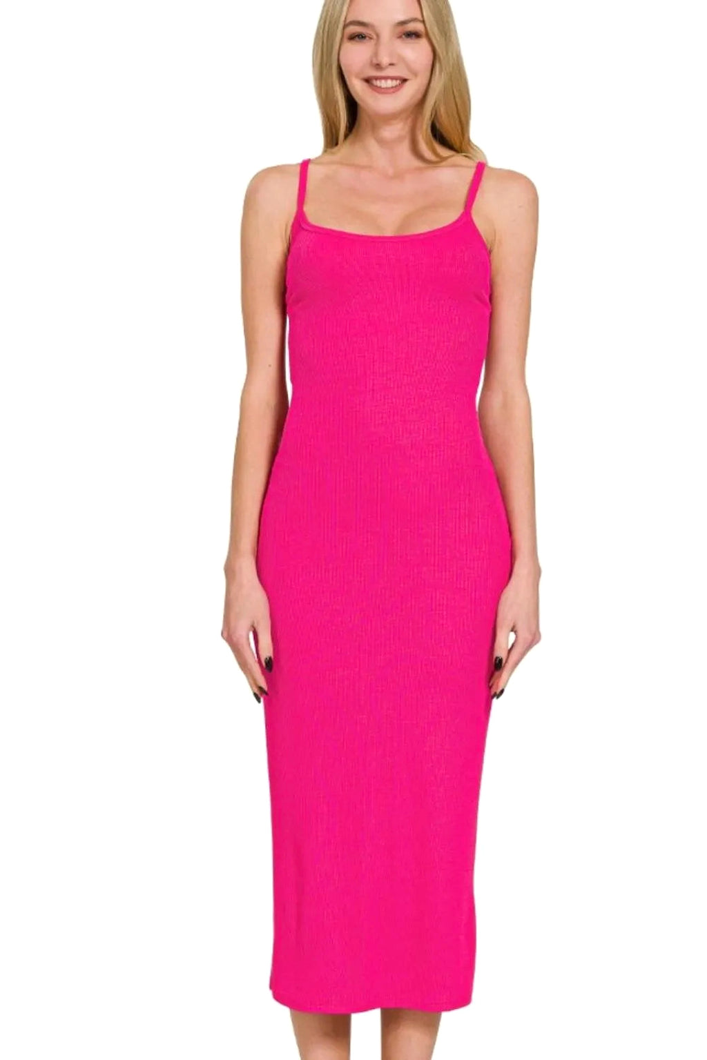 Zenana Ribbed Bodycon Midi Dress - enhanced image 2