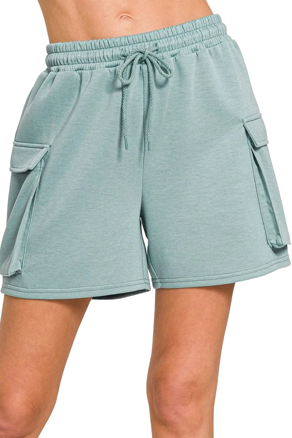 Zenana Scuba Thigh Pocket Shorts - enhanced image 2