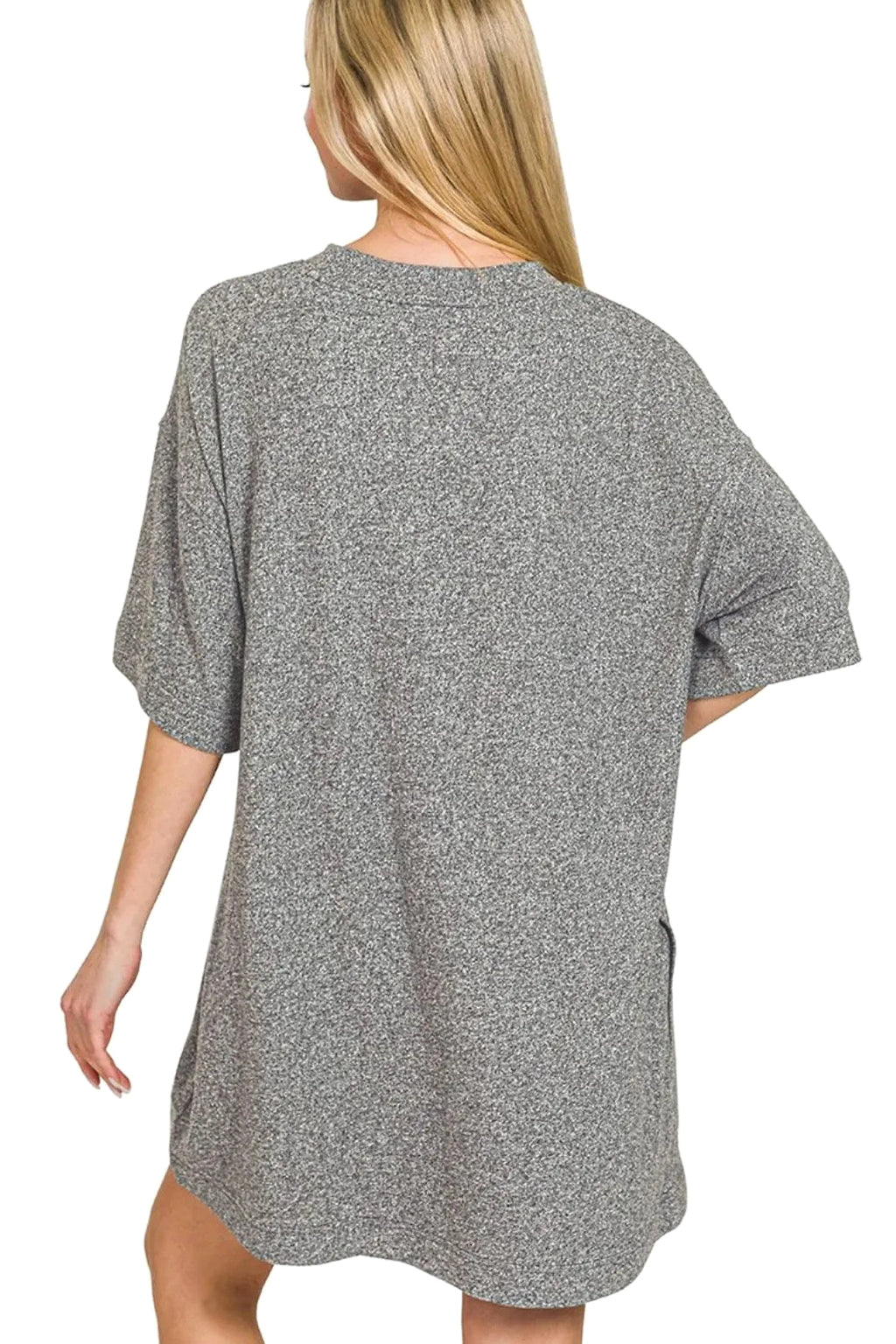 Zenana Soft Melange Hacci T-shirts Dress - enhanced image 2