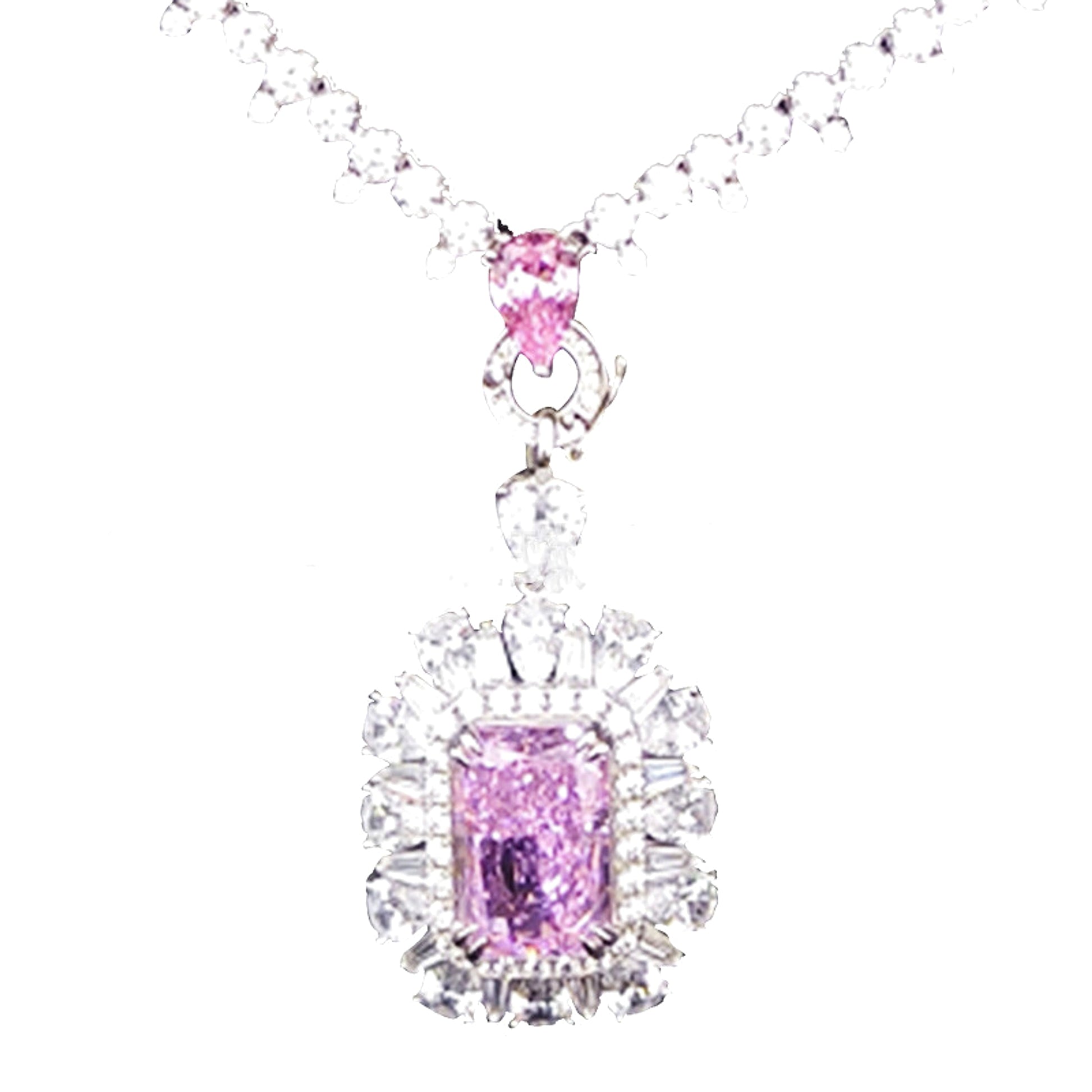 Zhou Hengfu Jewelry S925 Silver Cubic Zirconia Necklace Necklace Women - enhanced image 2