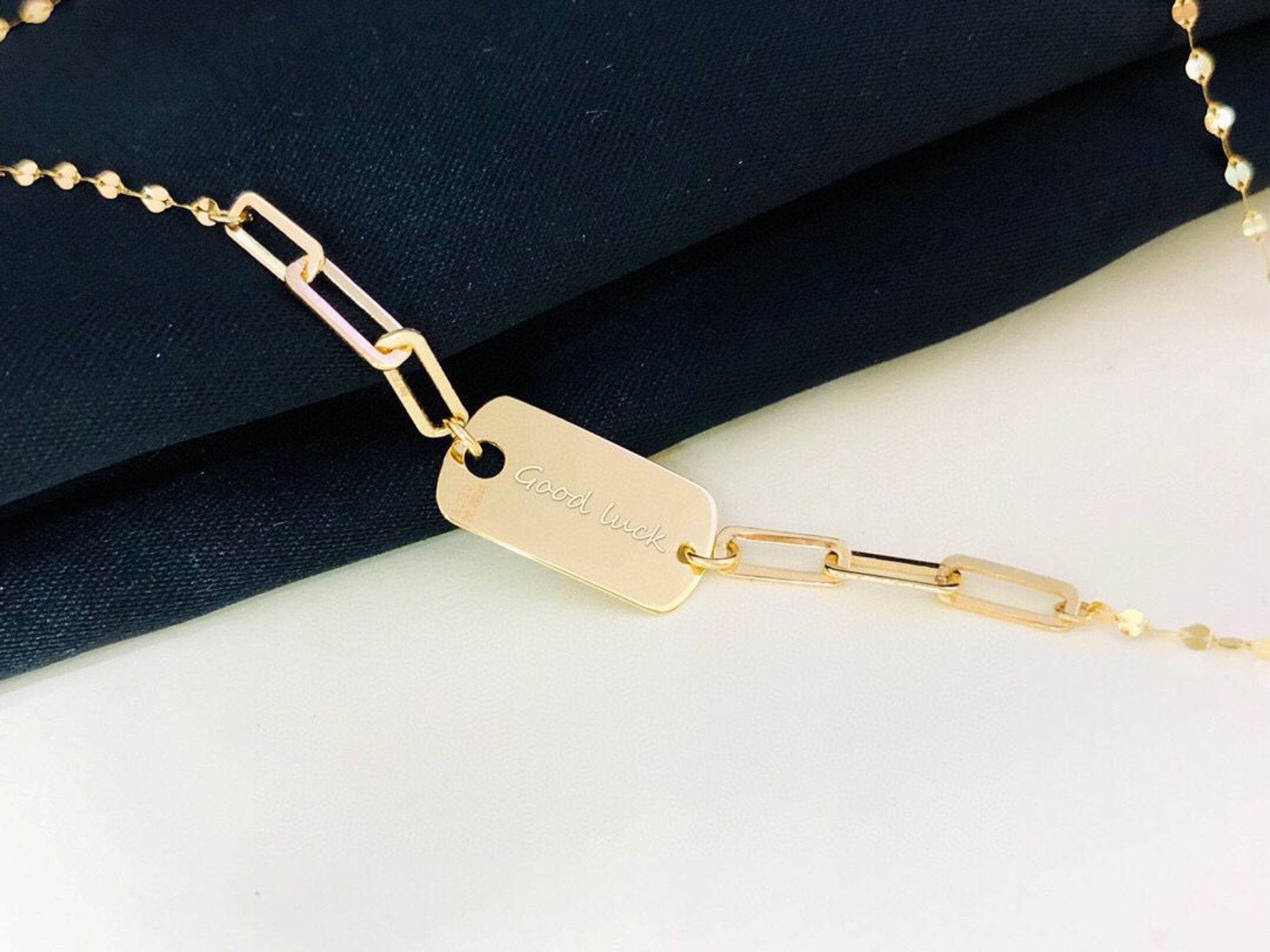 18k gold angel clavicle chain - enhanced image 3