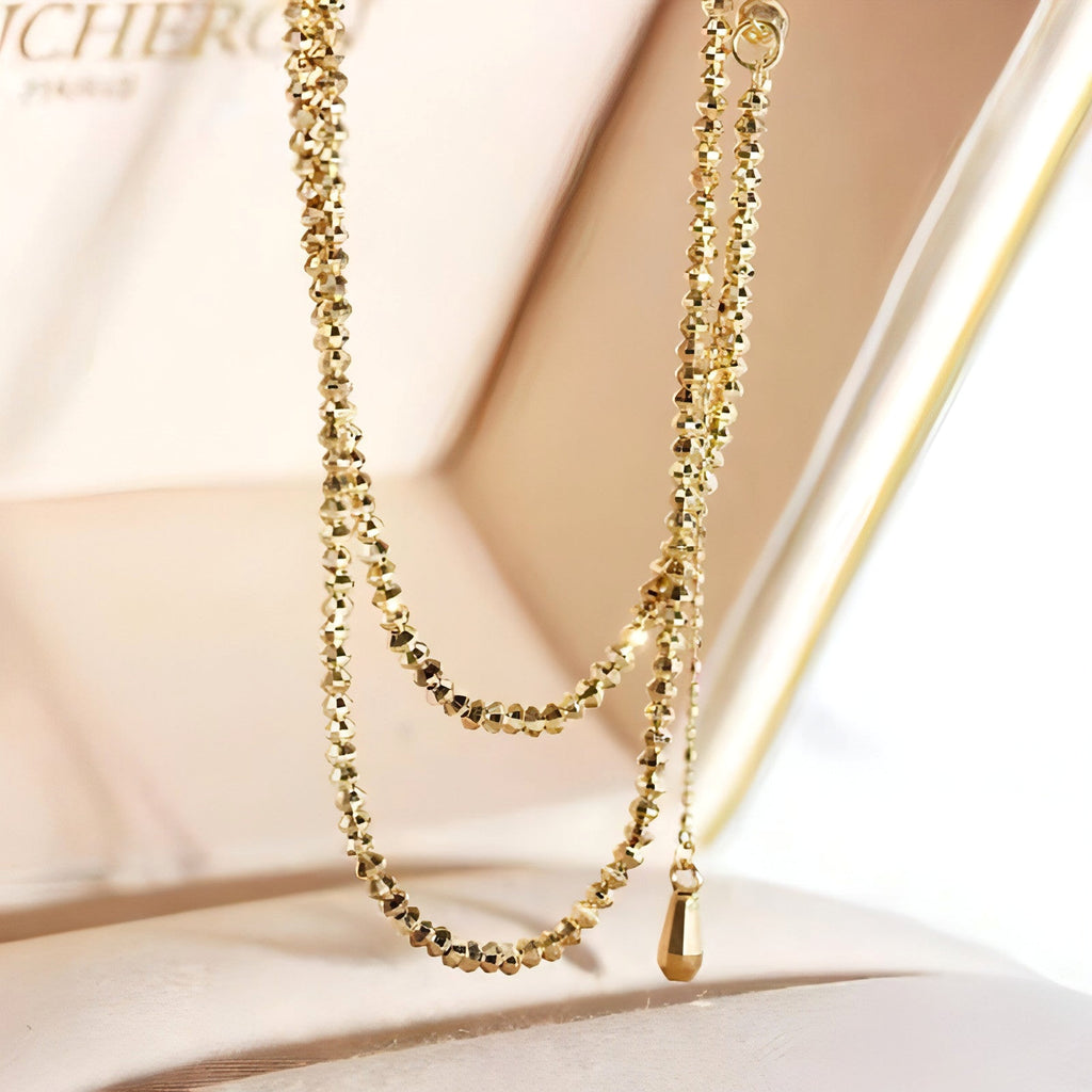 Elegant 18K Gold Bungee Wave Bead Necklace - enhanced image 3