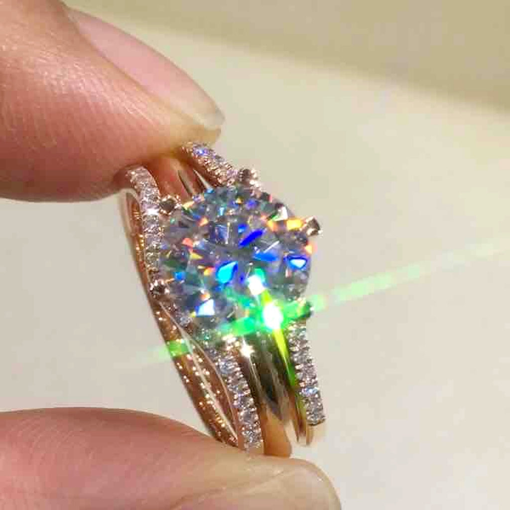Versatile Elegance: 18K Gold Moissanite Ring Duo - enhanced image 3