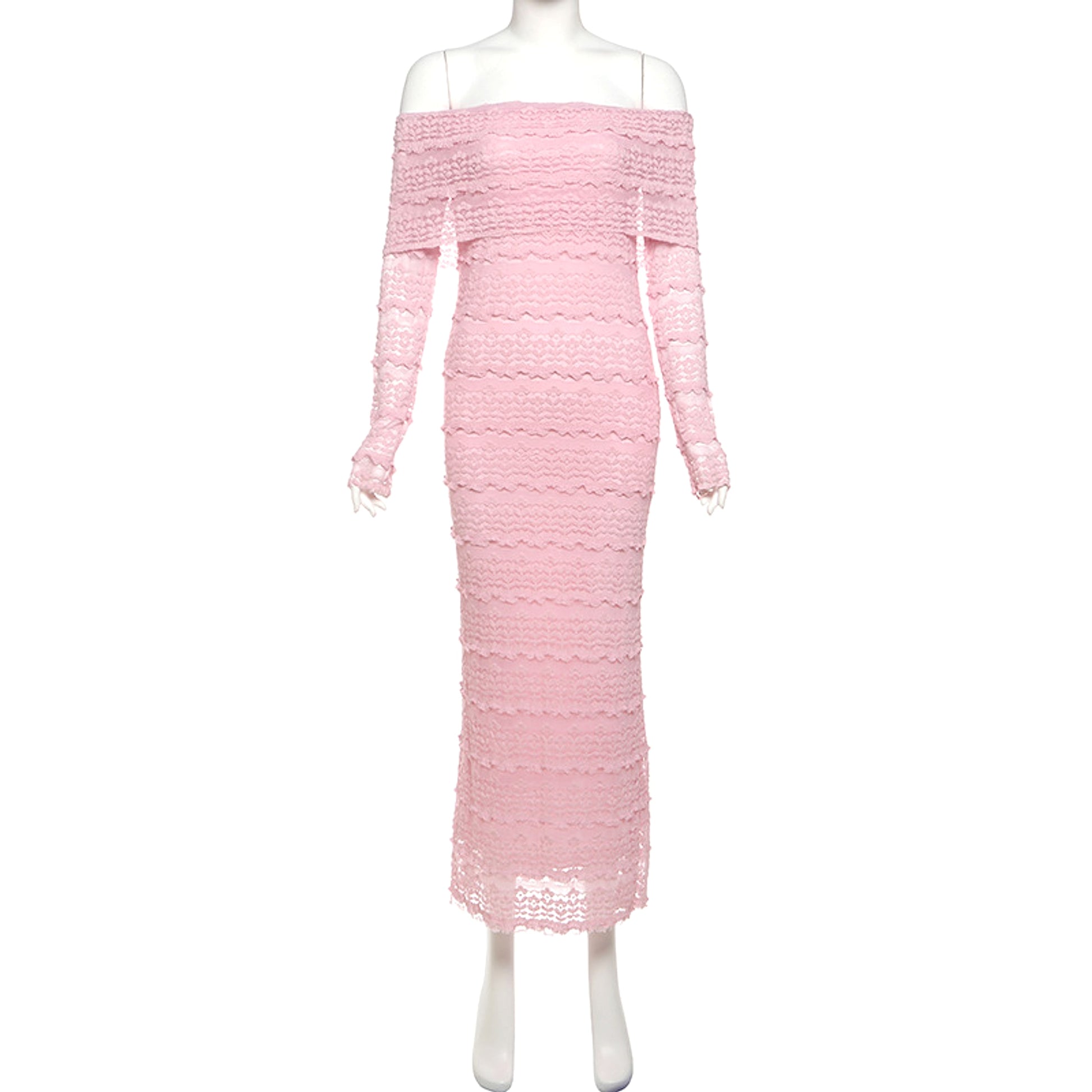 25 Edition – Elegant Off-Shoulder Lace Maxi Dress (Socialite Style) - enhanced image 3
