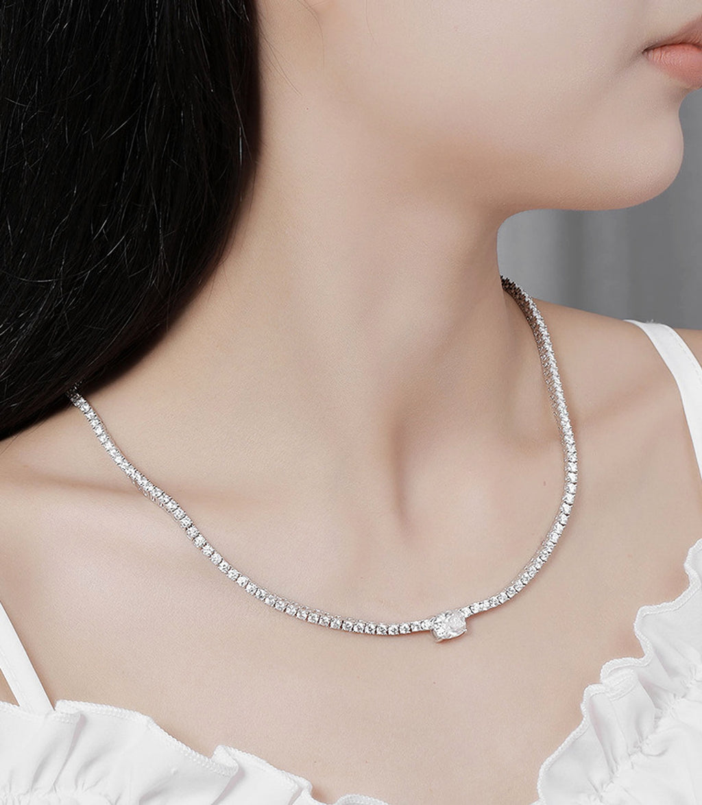4 Karat Diamond Moissanite Necklace 925 Silver Simple European And American Style Popular - enhanced image 3