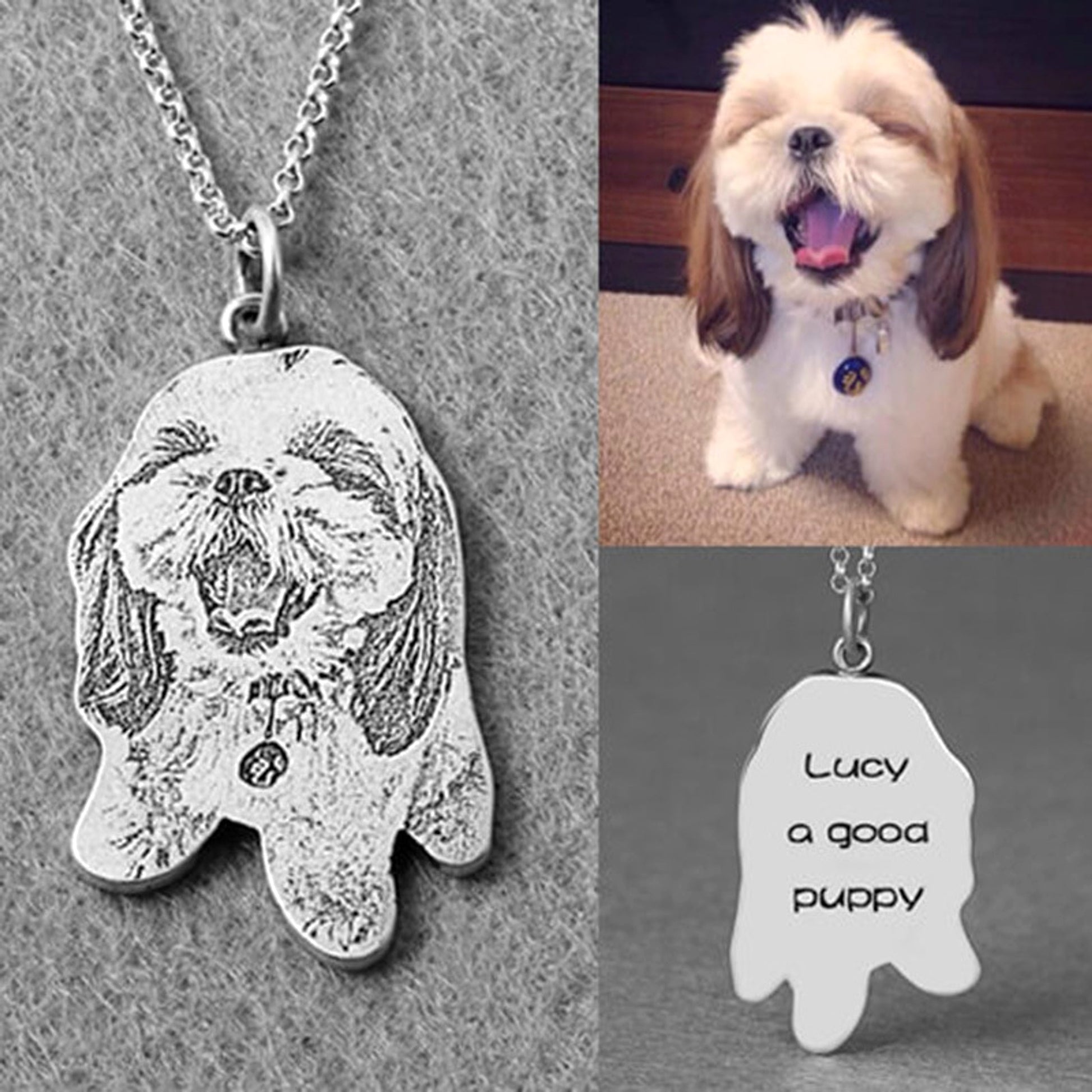 925 Silver Custom Cat And Dog Animal Photo Necklace - enhanced image 3