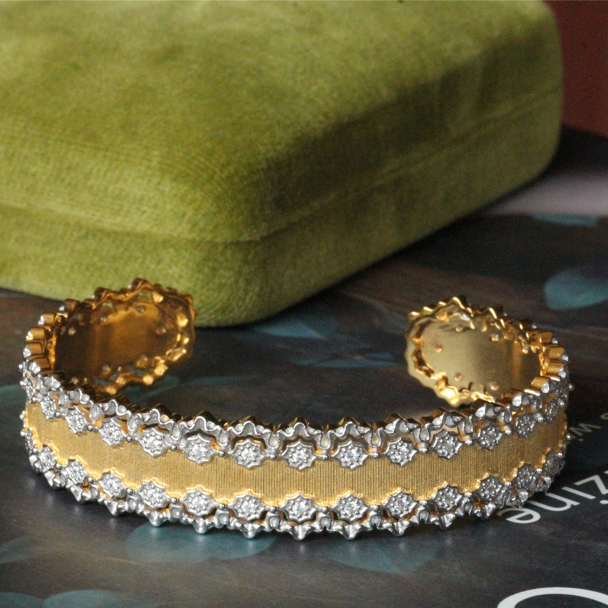 925 Silver Textured Gold Craft Hollow Vintage Bracelet - enhanced image 3