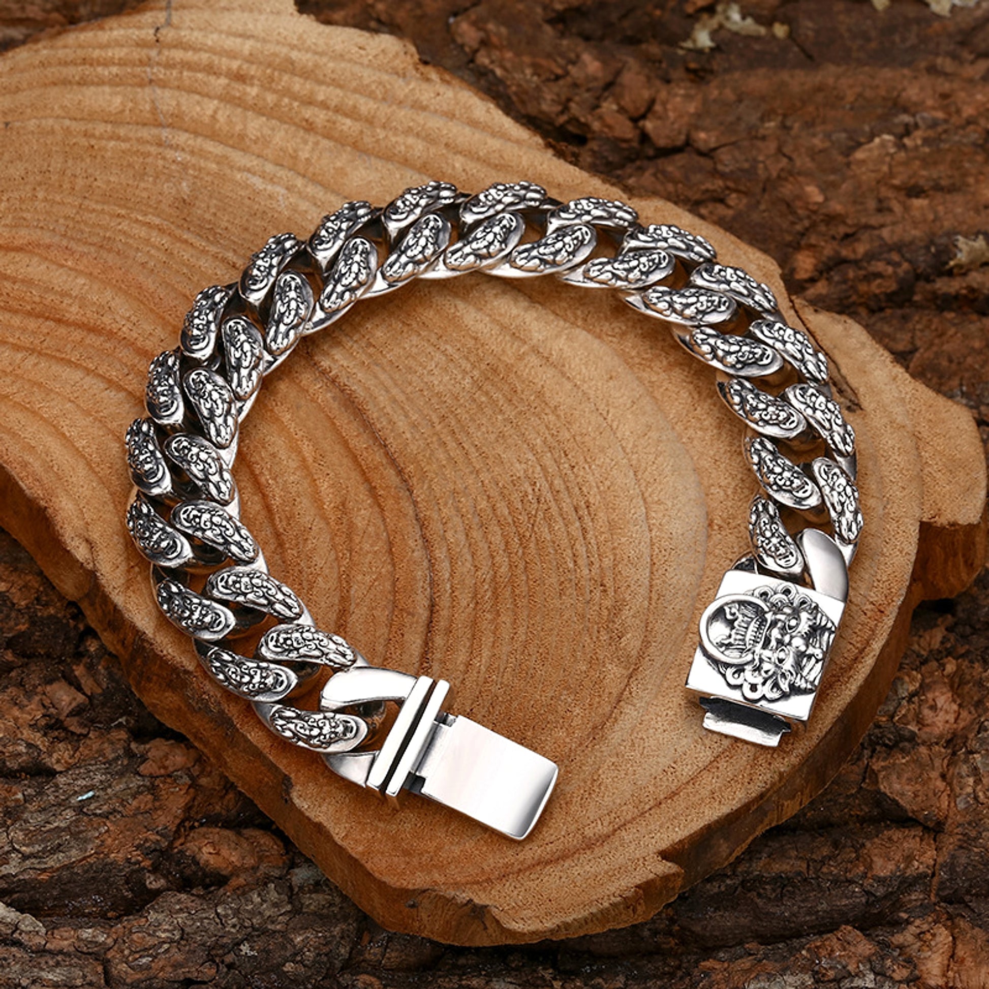 925 Sterling Silver Faucet Bracelet Money Drawing Pi Xiu Men's Thick Type Thai Silver Vintage Distressed Trendy Unique Ornament - enhanced image 3