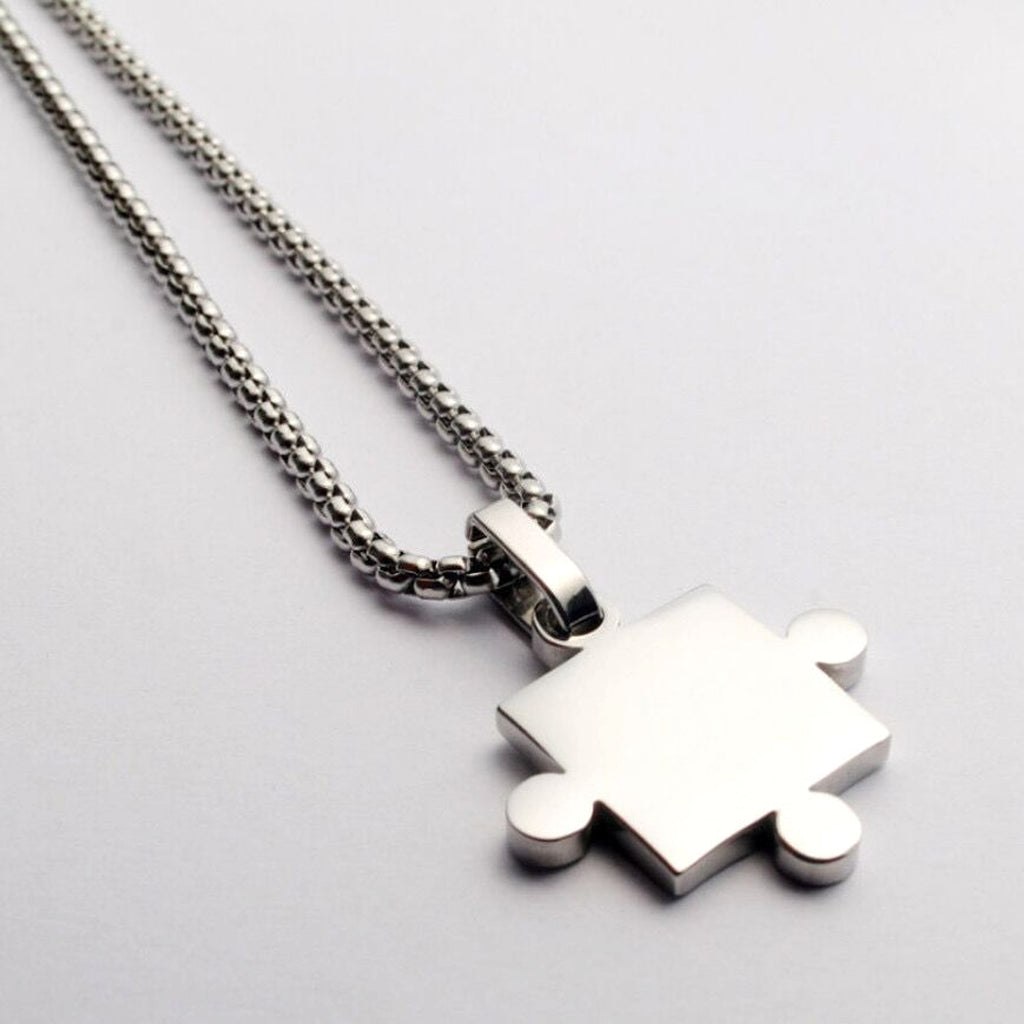 A Pair Of Puzzle Lettering Commemorative Pendant Necklace - enhanced image 3