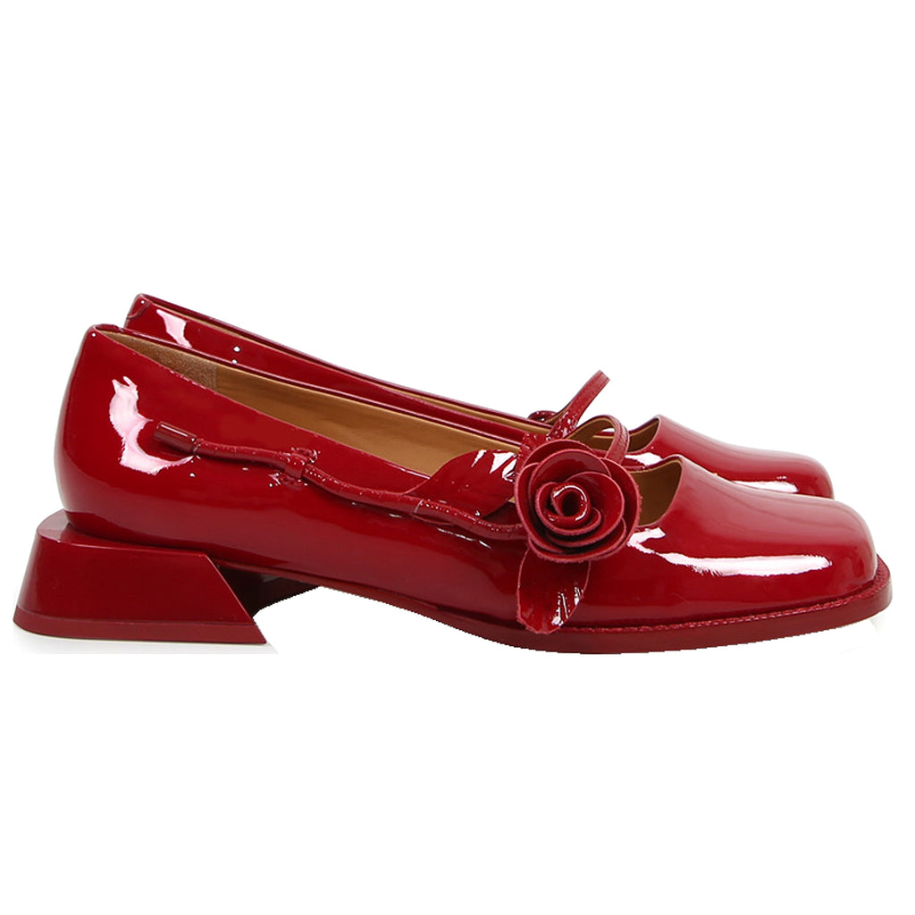 A Rose Single Shoe Square Toe Low-heel Bridal Shoes - enhanced image 3