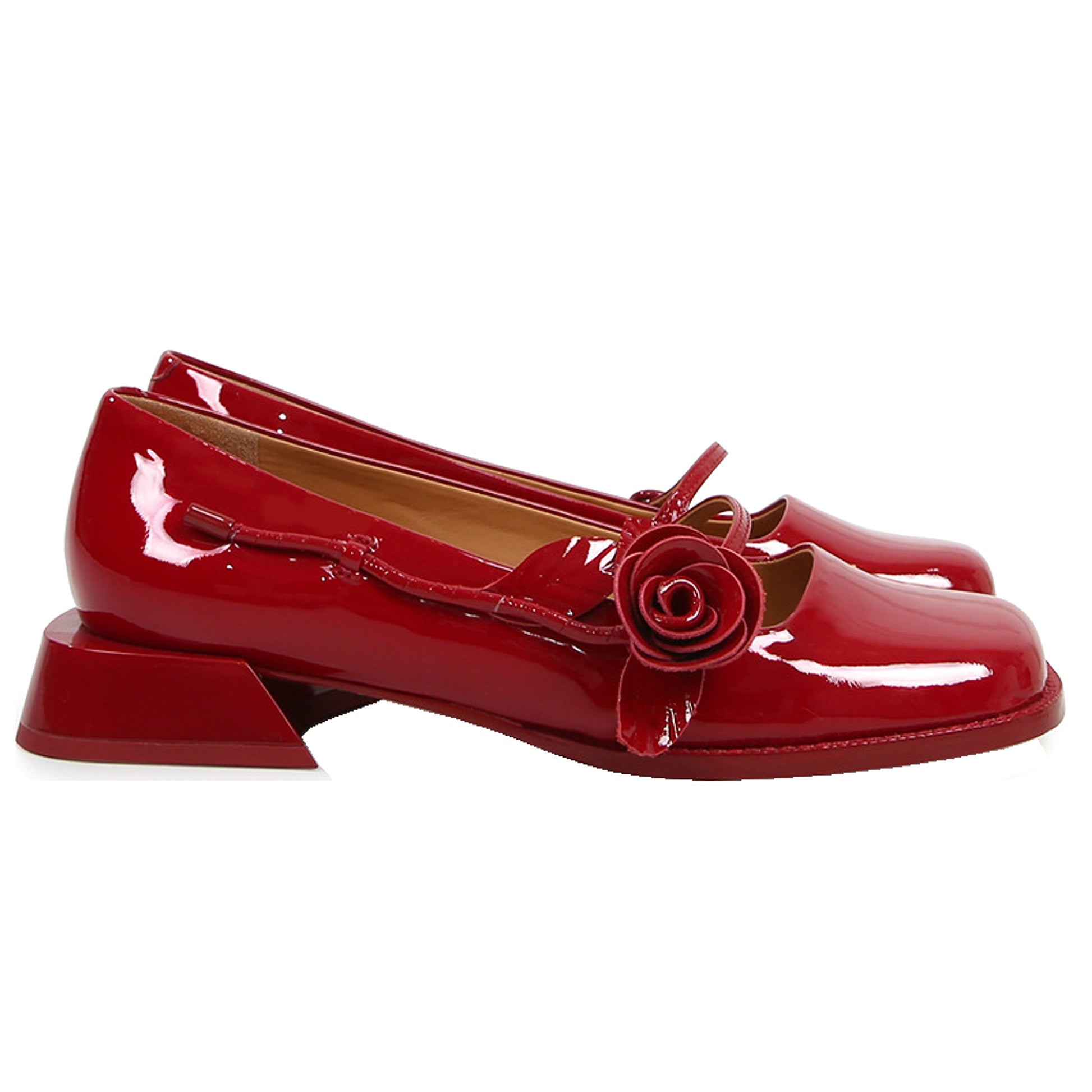 A Rose Single Shoe Square Toe Low-heel Bridal Shoes - enhanced image 3