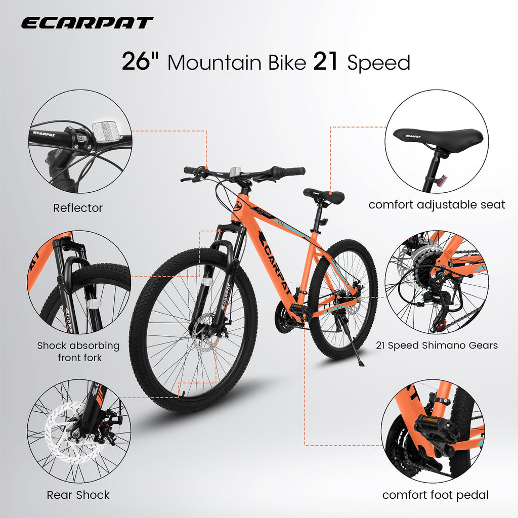 TrailLite™ – 26" ALUMINIUM Mountain Bike (21-Speed, Dual Disc, Orange) - enhanced image 3