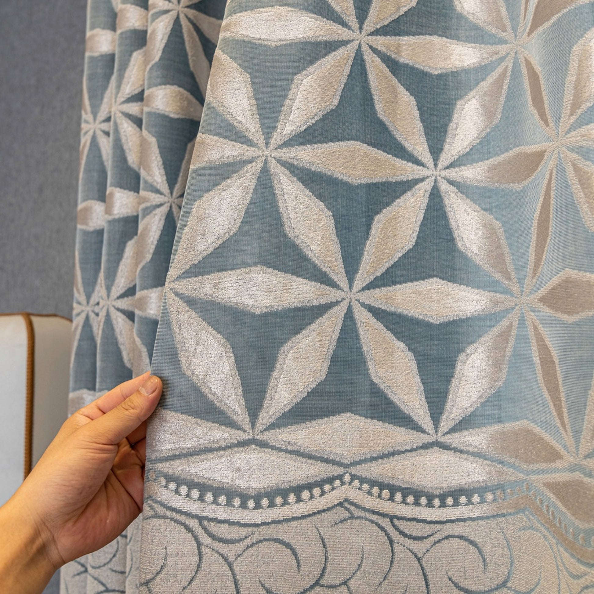 AliciaDrape™ – American Jacquard Curtain in Ice Blue - enhanced image 3