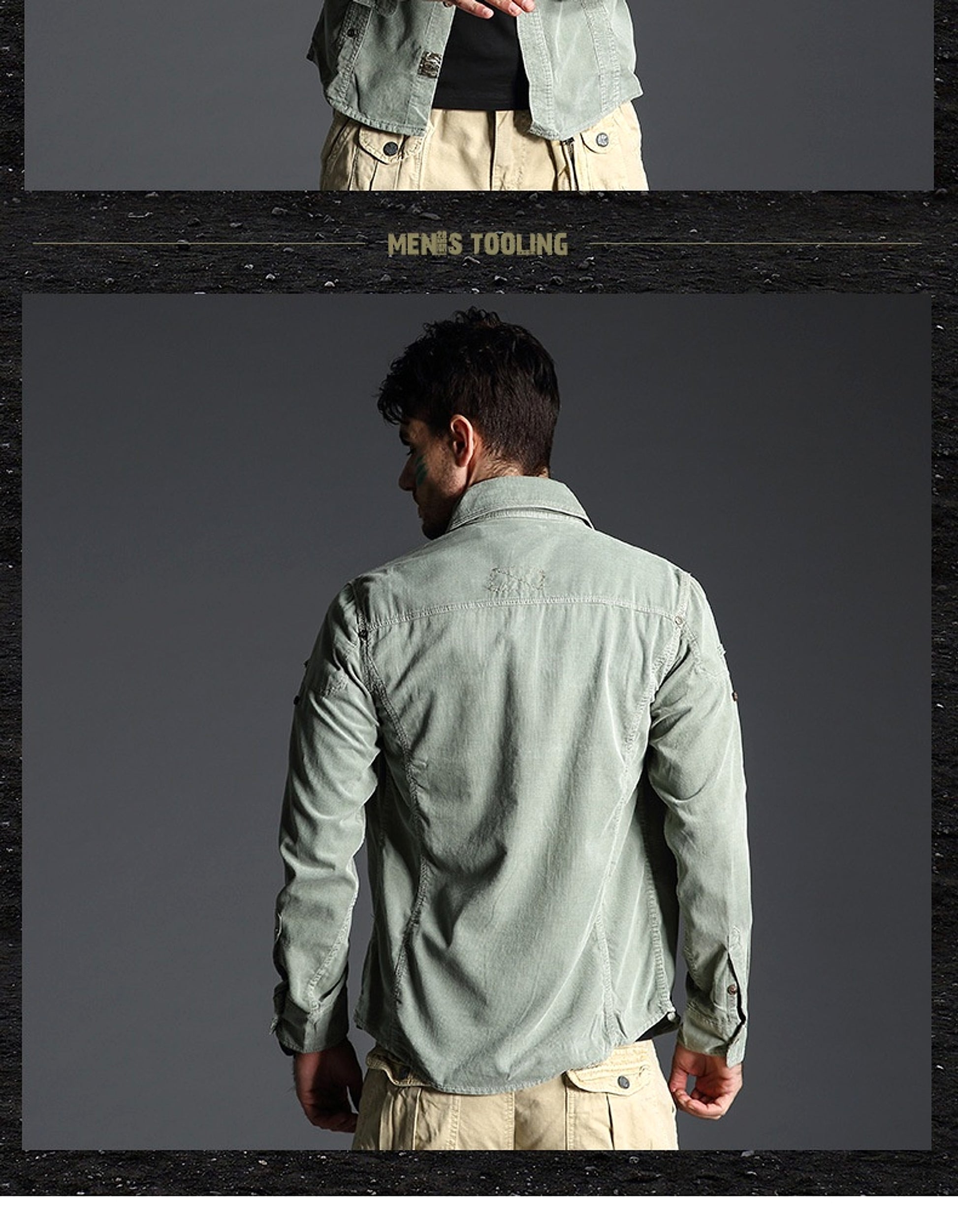 American Plus Size Workwear Outdoor Sports Cotton Long Sleeve DressShirt Men - enhanced image 3