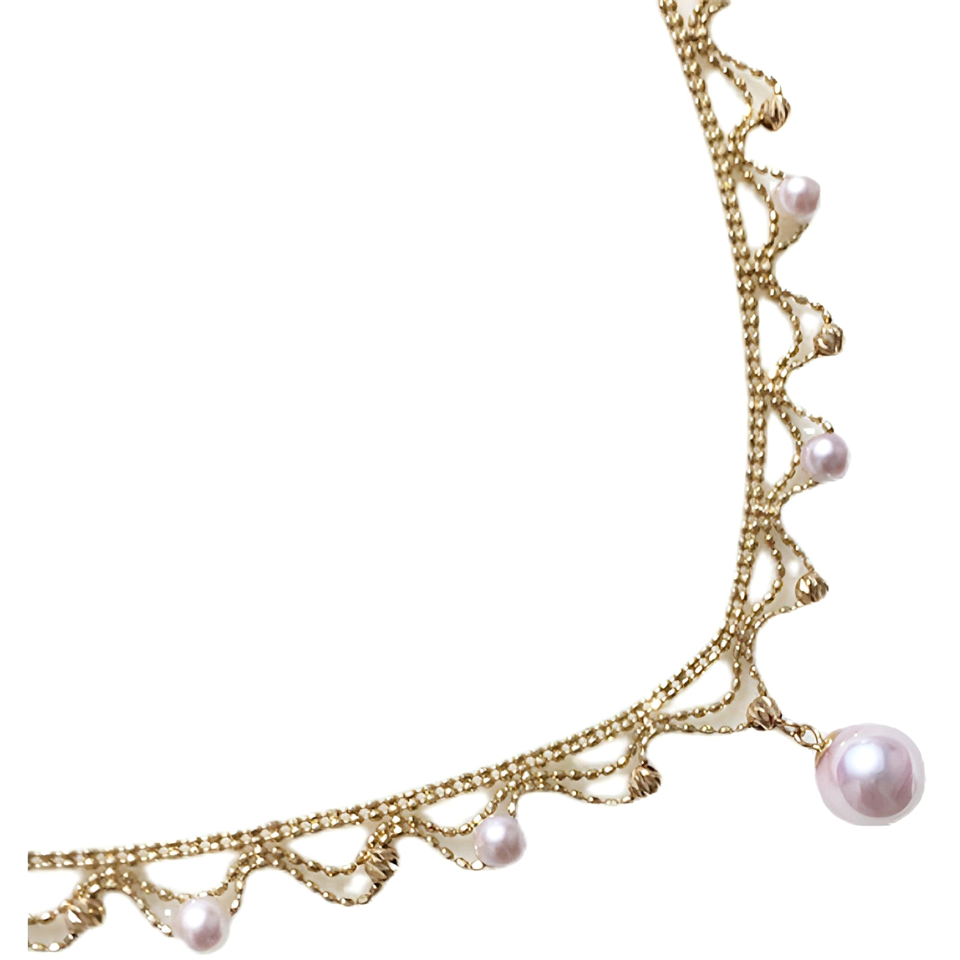 Aurora 18K Gold Lace Pearl Necklace - Sea Elegance - enhanced image 3