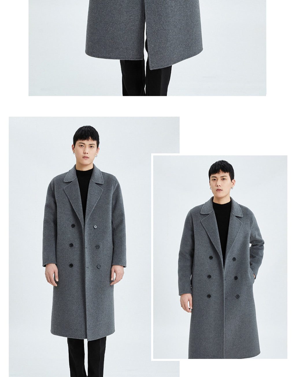 Autumn And Winter Long Over The Knee Reversible Cashmere Trench Coat Men - enhanced image 3