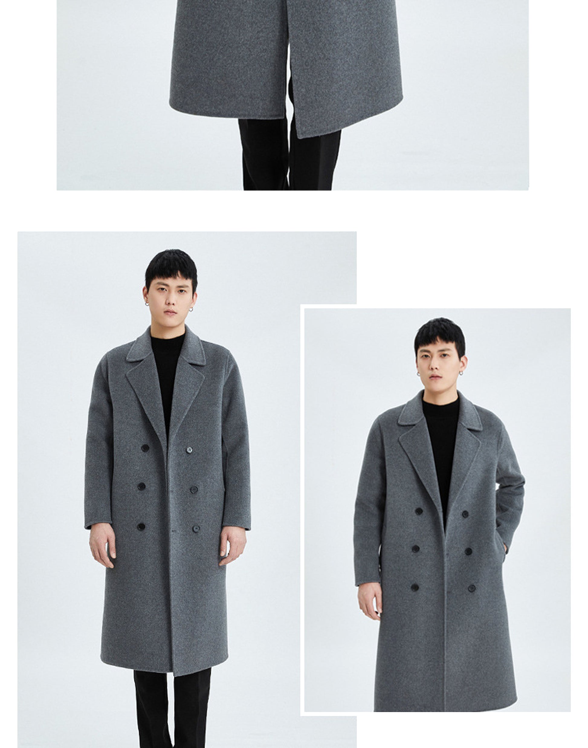 Autumn And Winter Long Over The Knee Reversible Cashmere Trench Coat Men - enhanced image 3
