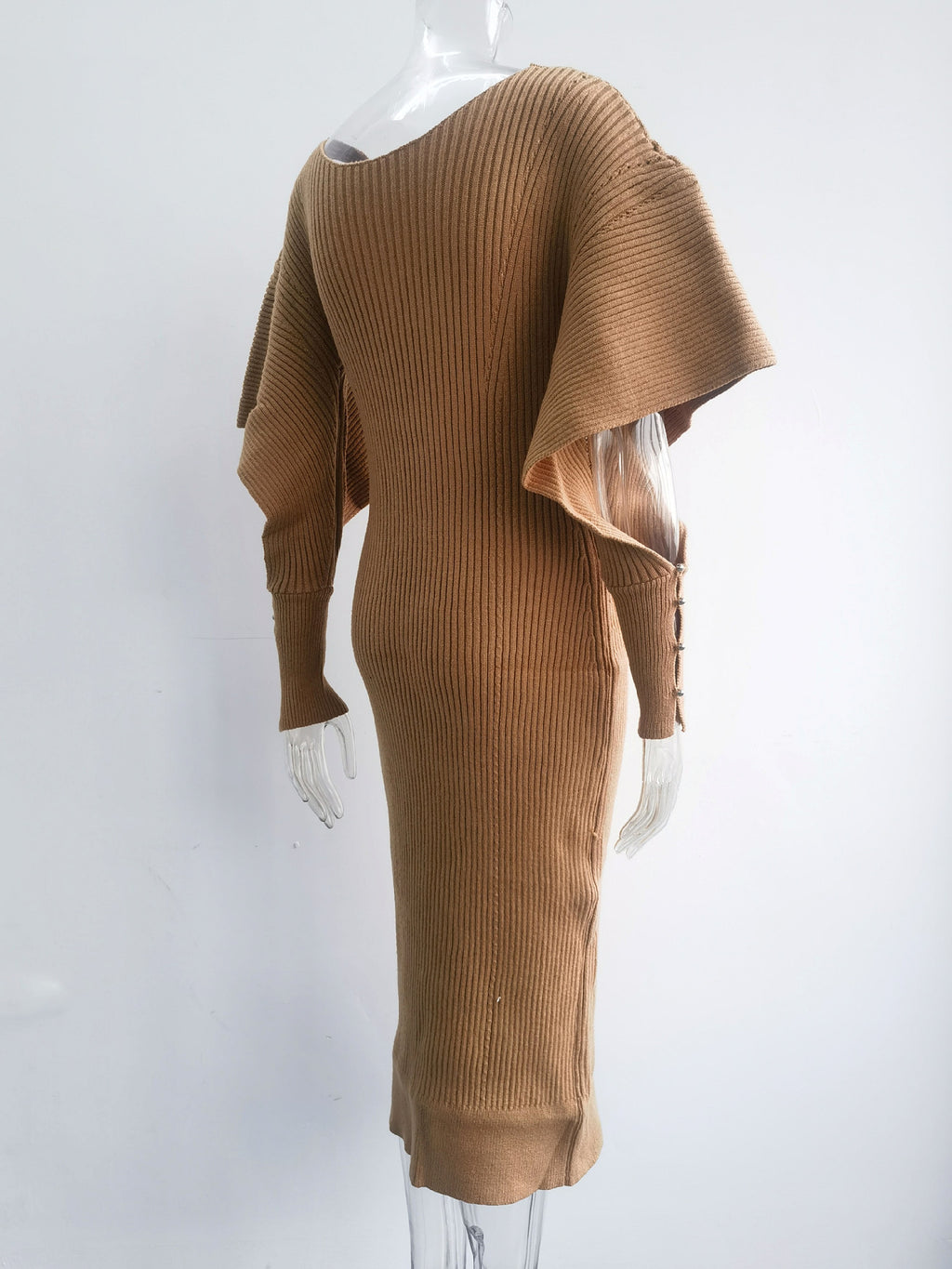 Autumn And Winter Urban Wind Casual Dolman Sleeve Wool Dress - enhanced image 3