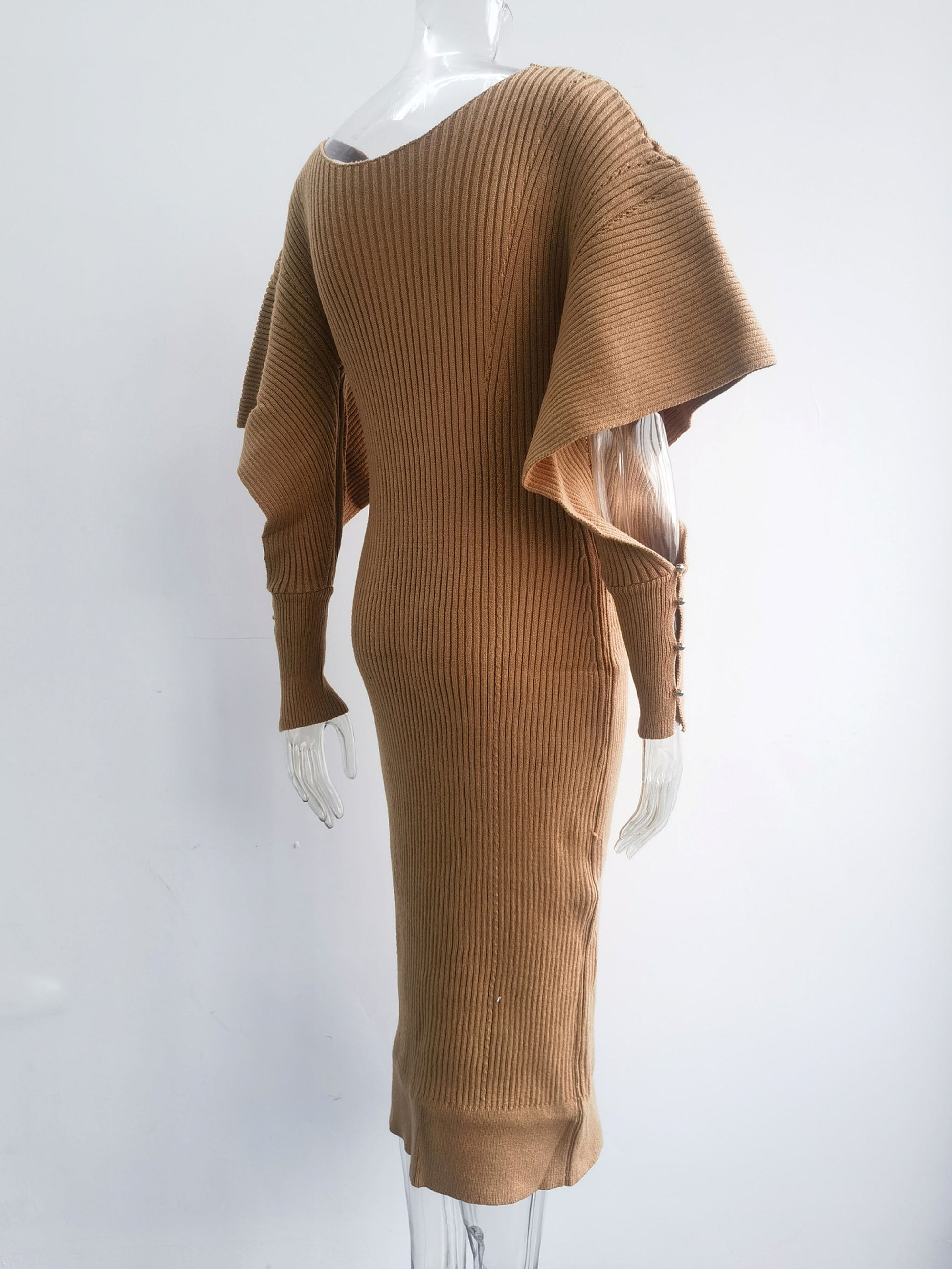 Autumn And Winter Urban Wind Casual Dolman Sleeve Wool Dress - enhanced image 3