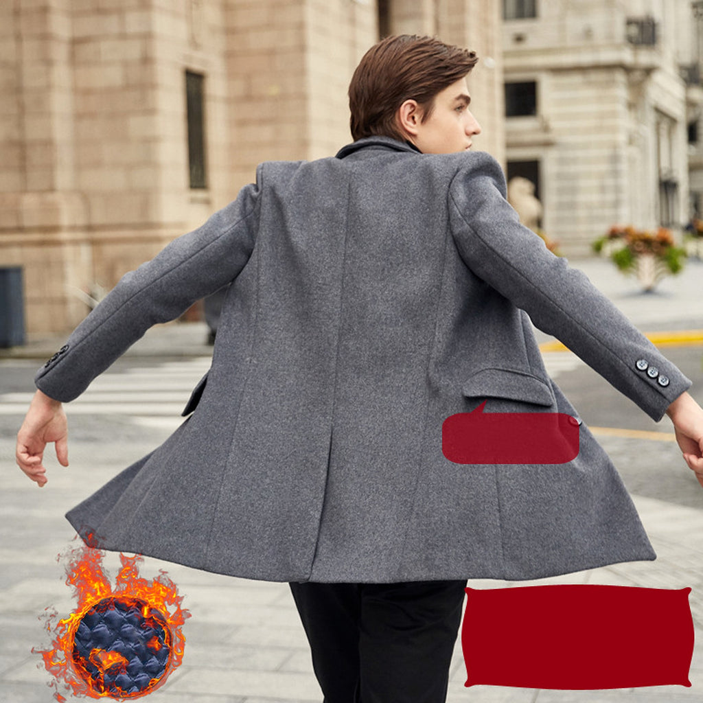 Autumn And Winter Woolen Coat Men's Wool Mid-Length Trench Coat Over The Knee - enhanced image 3