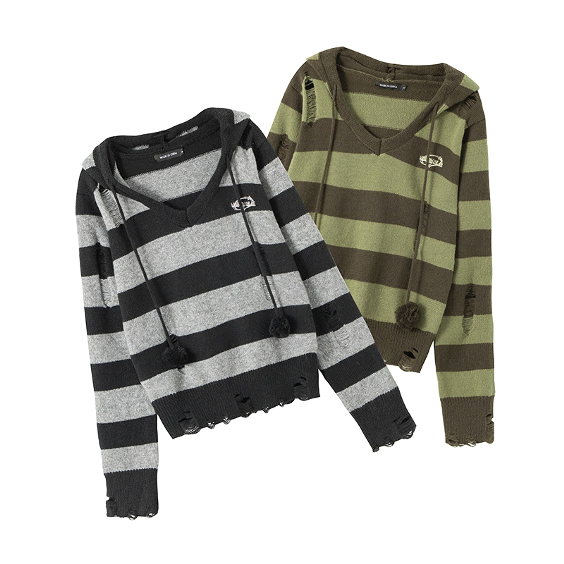 Autumn Hooded Sweater Women Contrast Stripe Thin - enhanced image 3