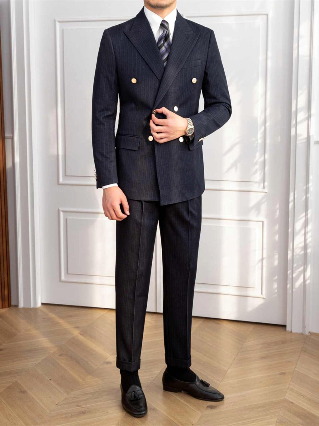 Gentluxe™ – Autumn Double-Breasted Slim Fit Suit - enhanced image 3