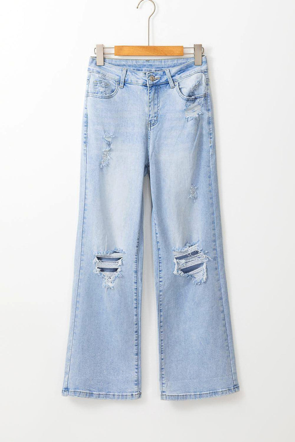 Beau Blue Vintage Light Wash Distressed Flare Jeans - enhanced image 3