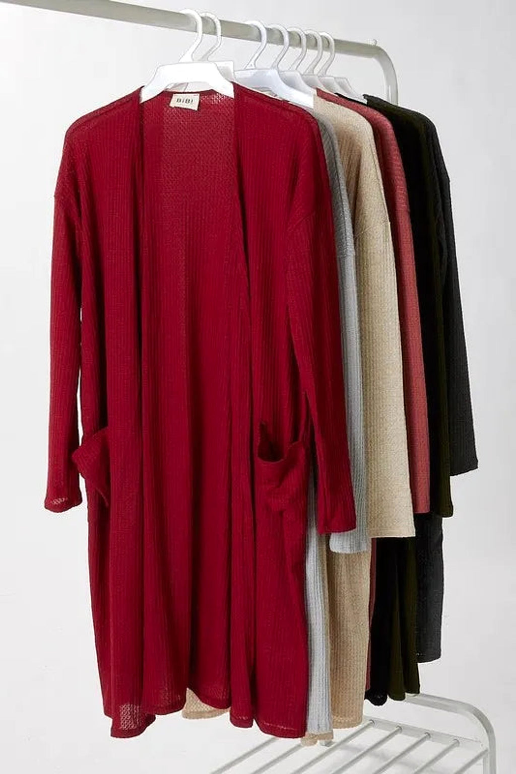 BiBi Pockets Thermal Open Front Cardigan - enhanced image 3